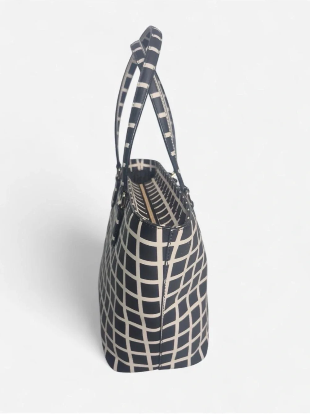 Kate Spade Black & White Checkered Tote with Matching Wallet